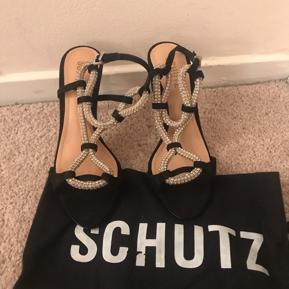 NWT Schutz black and crystal heels